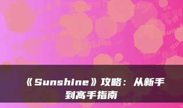 《Sunshine》攻略：从新手到高手指南