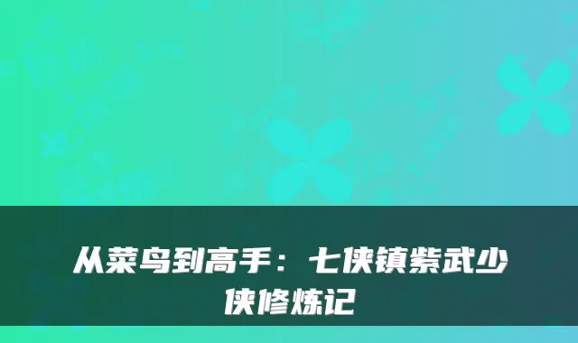 从菜鸟到高手：七侠镇紫武少侠修炼记