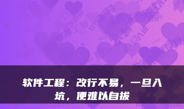 软件工程：改行不易，一旦入坑，便难以自拔