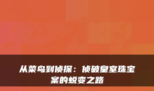 从菜鸟到侦探：侦破皇室珠宝案的蜕变之路