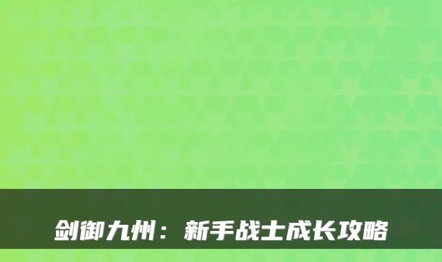 剑御九州：新手战士成长攻略