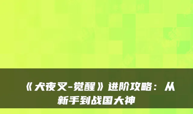 《犬夜叉-觉醒》进阶攻略:从新手到战国大神