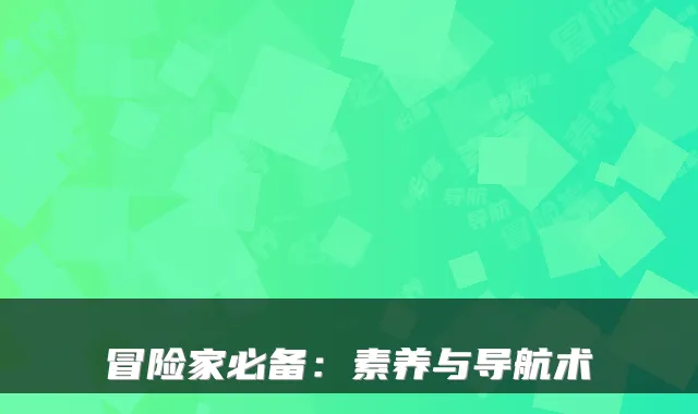 冒险家必备：素养与导航术