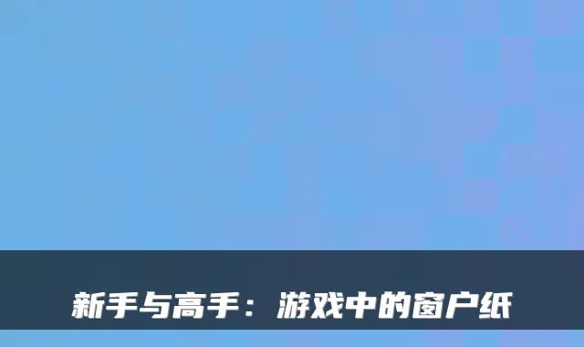 新手与高手：游戏中的窗户纸