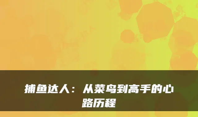 捕鱼达人：从菜鸟到高手的心路历程