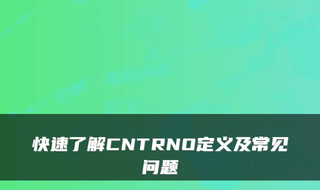 快速了解CNTRNO定义及常见问题