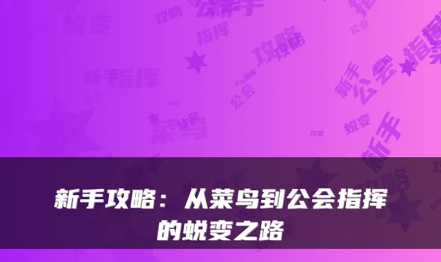 新手攻略：从菜鸟到公会指挥的蜕变之路