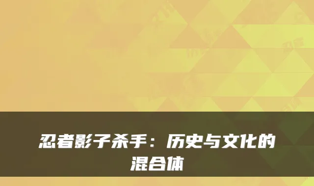 忍者影子杀手:历史与文化的混合体