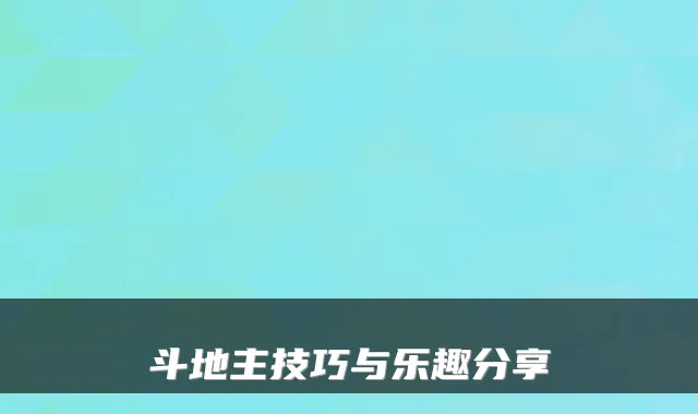 斗地主技巧与乐趣分享