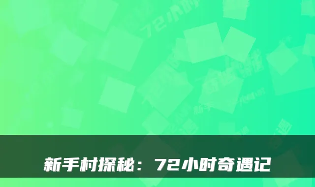 新手村探秘:72小时奇遇记