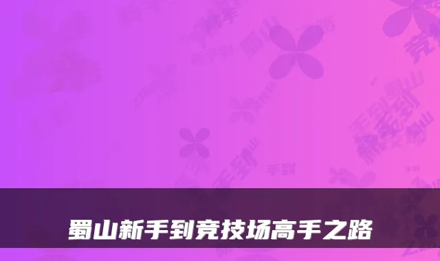 蜀山新手到竞技场高手之路