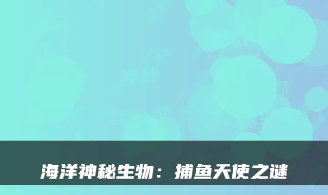 海洋神秘生物：捕鱼天使之谜