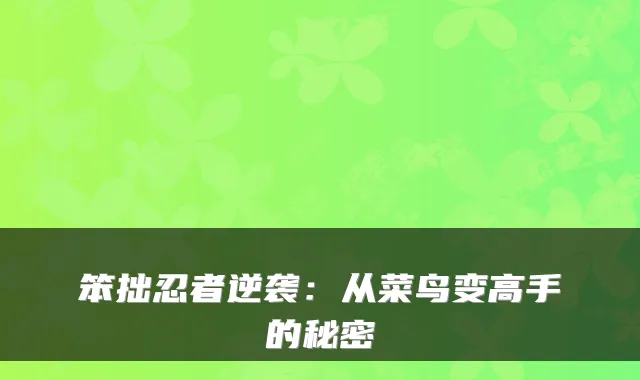 笨拙忍者逆袭：从菜鸟变高手的秘密