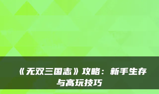 《无双三国志》攻略：新手生存与高玩技巧