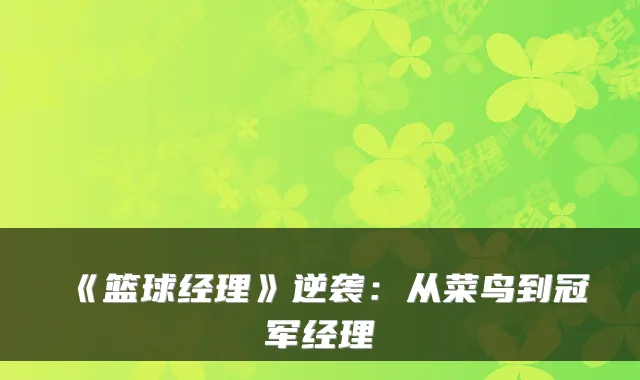 《篮球经理》逆袭：从菜鸟到冠军经理