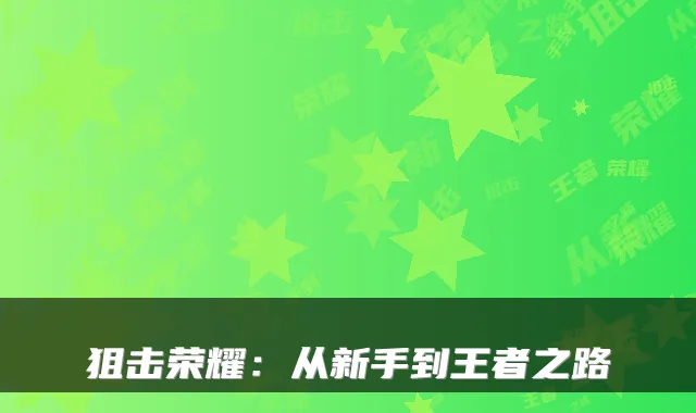 狙击荣耀：从新手到王者之路
