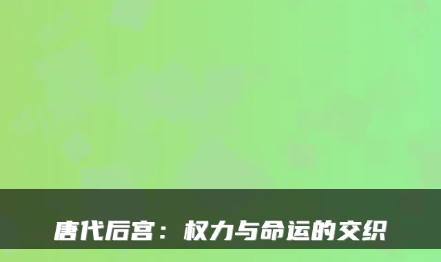 唐代后宫：权力与命运的交织