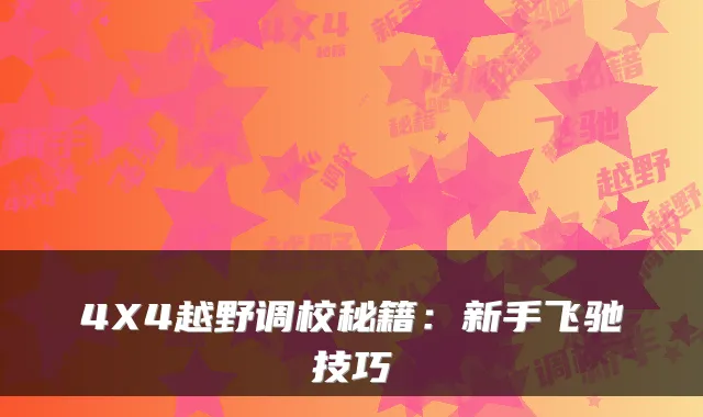 4X4越野调校秘籍：新手飞驰技巧