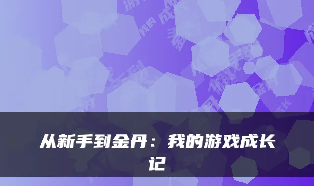 从新手到金丹：我的游戏成长记