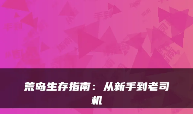 荒岛生存指南：从新手到老司机