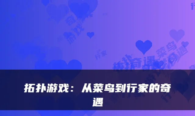 拓扑游戏：从菜鸟到行家的奇遇