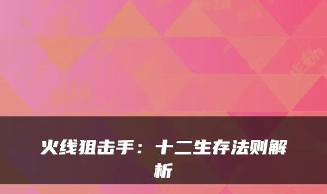火线狙击手：十二生存法则解析