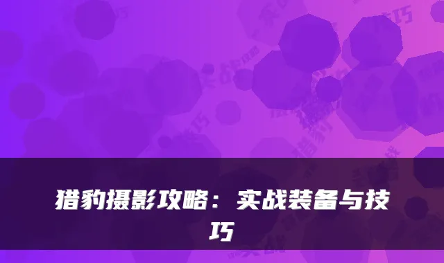 猎豹摄影攻略：实战装备与技巧