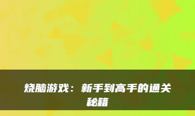 烧脑游戏：新手到高手的通关秘籍
