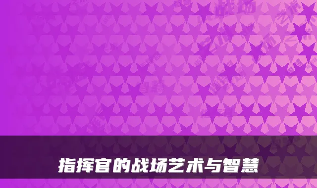 指挥官的战场艺术与智慧