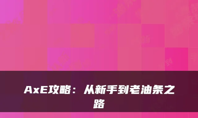 AxE攻略：从新手到老油条之路