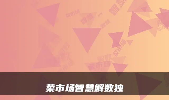 菜市场智慧解数独