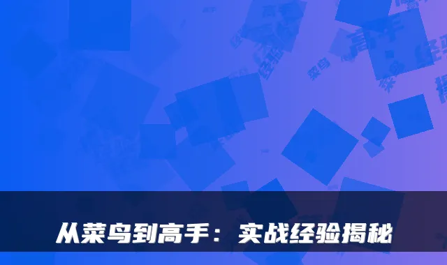从菜鸟到高手：实战经验揭秘