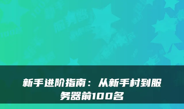 新手进阶指南:从新手村到服务器前100名