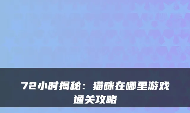 72小时揭秘：猫咪在哪里游戏通关攻略