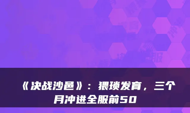 《决战沙邑》：猥琐发育，三个月冲进全服前50