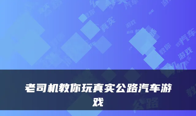 老司机教你玩真实公路汽车游戏