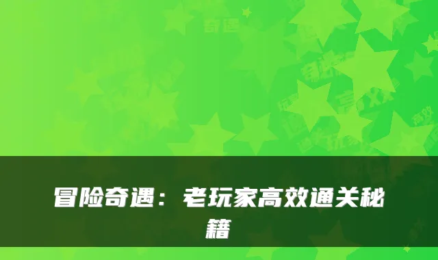 冒险奇遇：老玩家高效通关秘籍