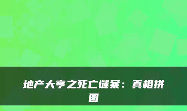地产大亨之死亡谜案：真相拼图