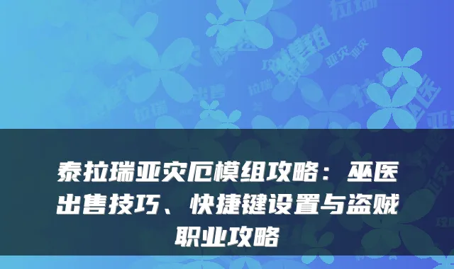 泰拉瑞亚灾厄模组攻略：巫医出售技巧、快捷键设置与盗贼职业攻略