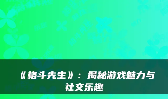 《格斗先生》:揭秘游戏魅力与社交乐趣