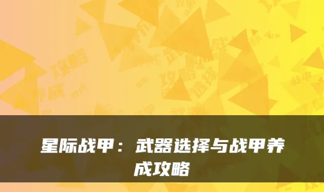 星际战甲：武器选择与战甲养成攻略