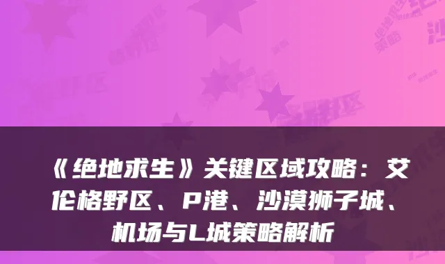 《绝地求生》关键区域攻略：艾伦格野区、P港、沙漠狮子城、机场与L城策略解析