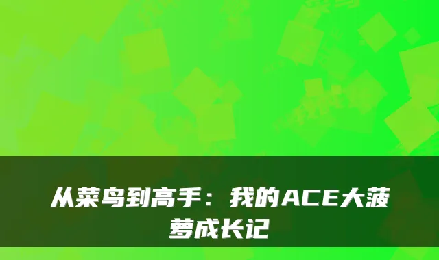 从菜鸟到高手：我的ACE大菠萝成长记