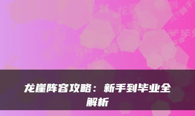 龙崖阵容攻略：新手到毕业全解析