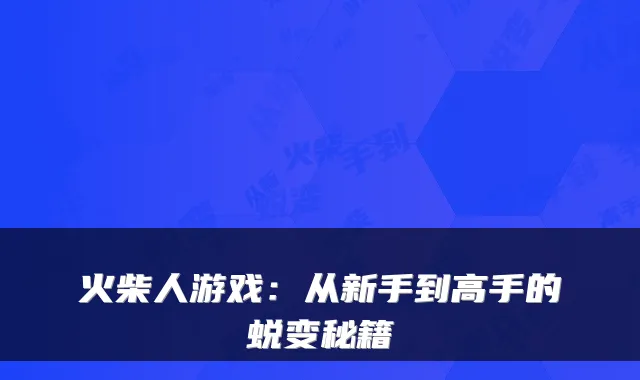 火柴人游戏：从新手到高手的蜕变秘籍