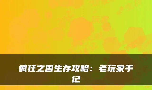 疯狂之国生存攻略:老玩家手记
