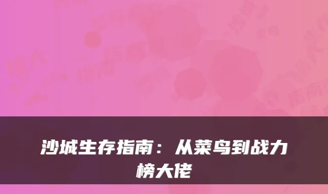 沙城生存指南：从菜鸟到战力榜大佬