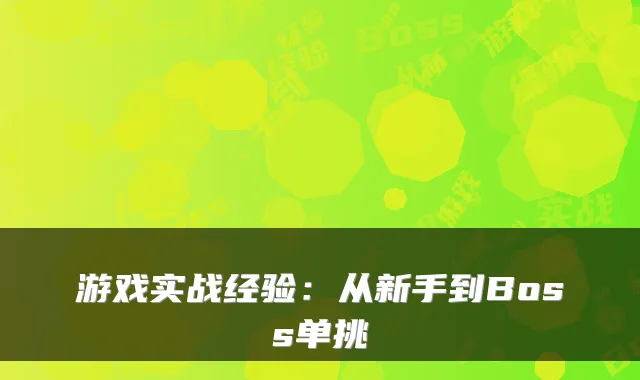 游戏实战经验：从新手到Boss单挑