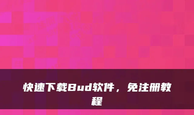快速下载Bud软件，免注册教程