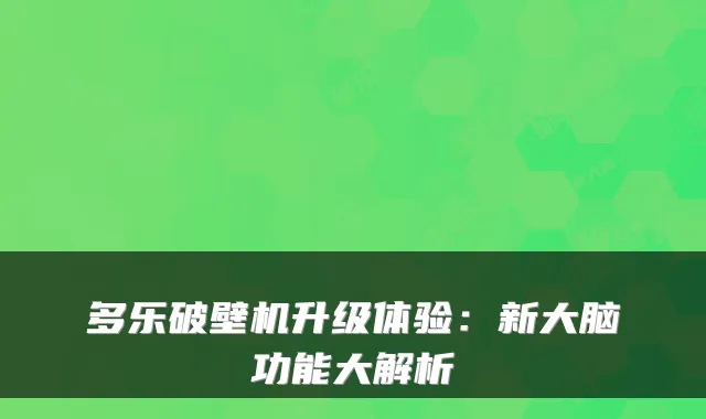 多乐破壁机升级体验：新大脑功能大解析